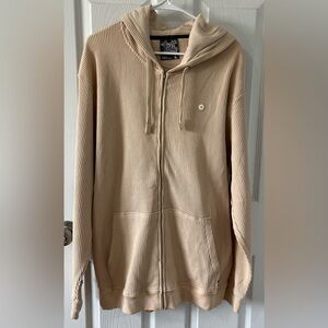 South Pole waffle knit full zip hoodie. Sz Large. Khaki